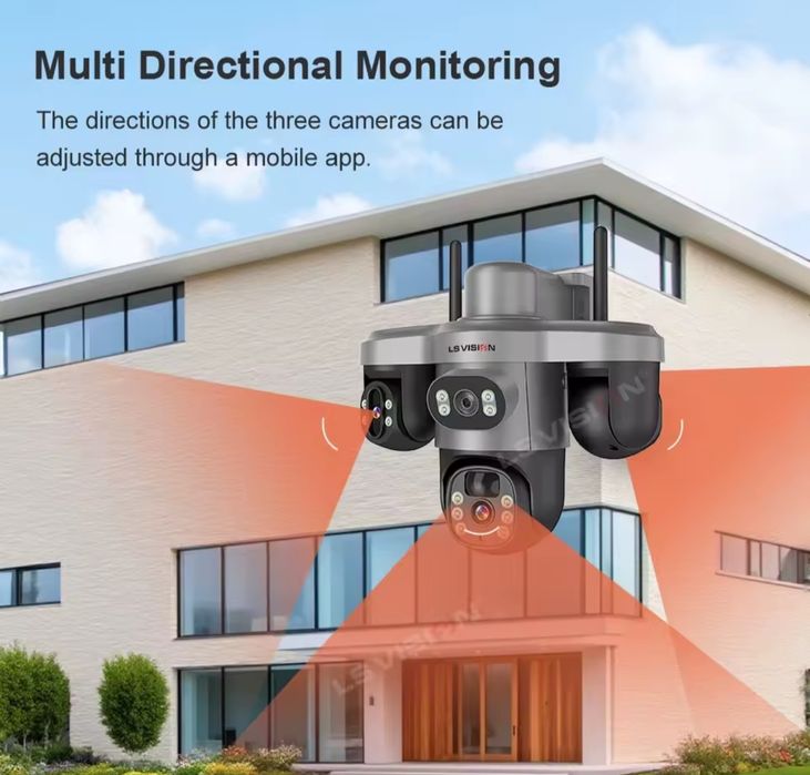 Camera de securitate video LS-Vision tripla cu panou solar SIM Zoom