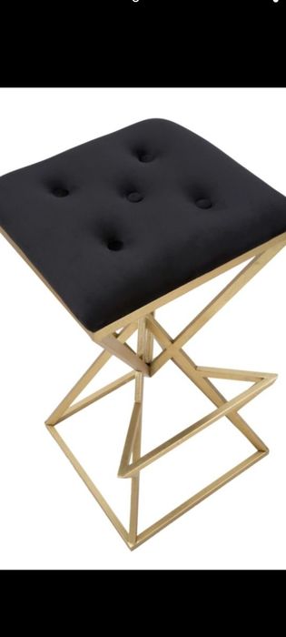 Taburet din metal aurit și catifea DECOR