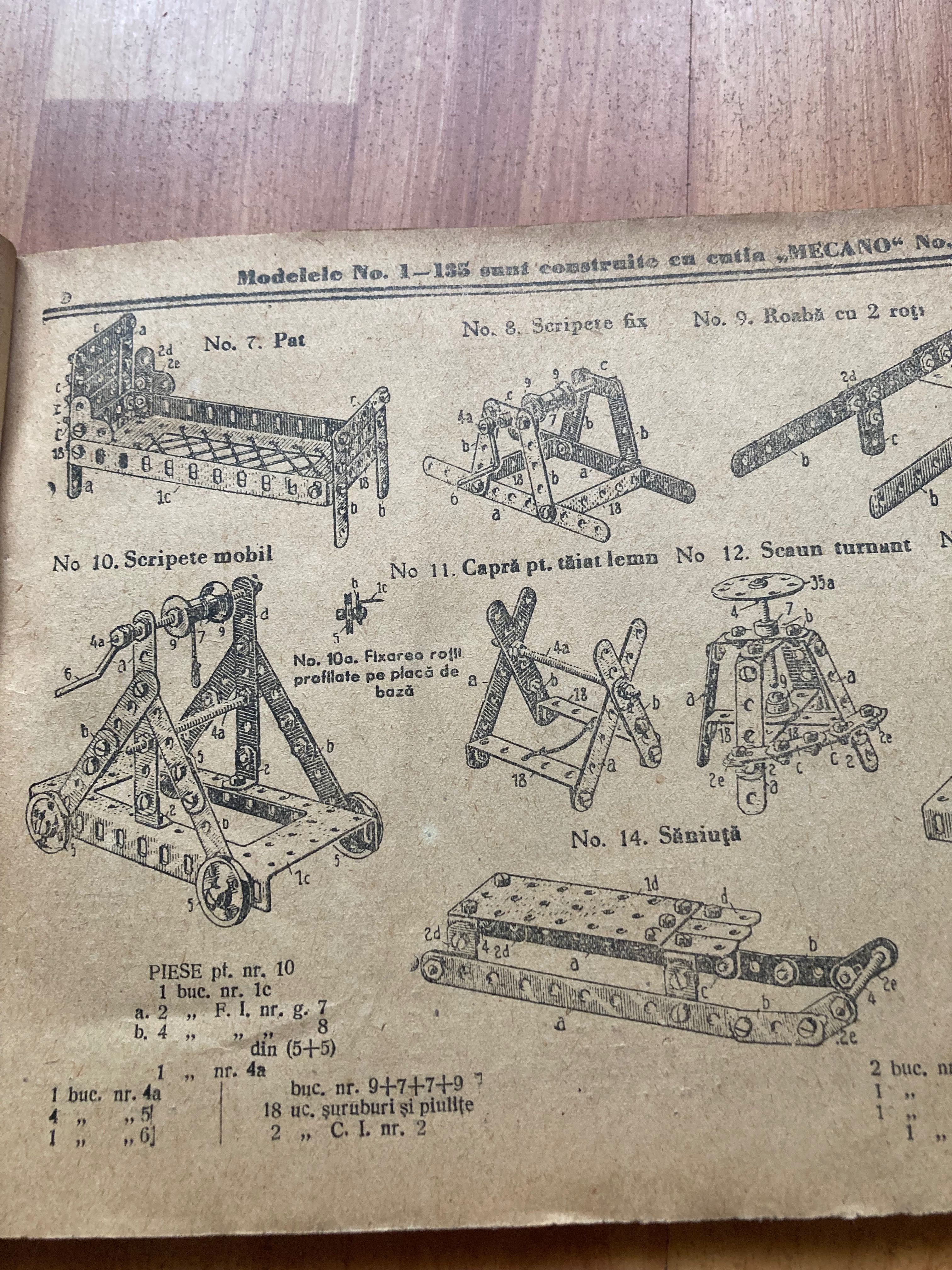 Instrucțiuni Șantierul micului inginer MECANO perioada comunistă