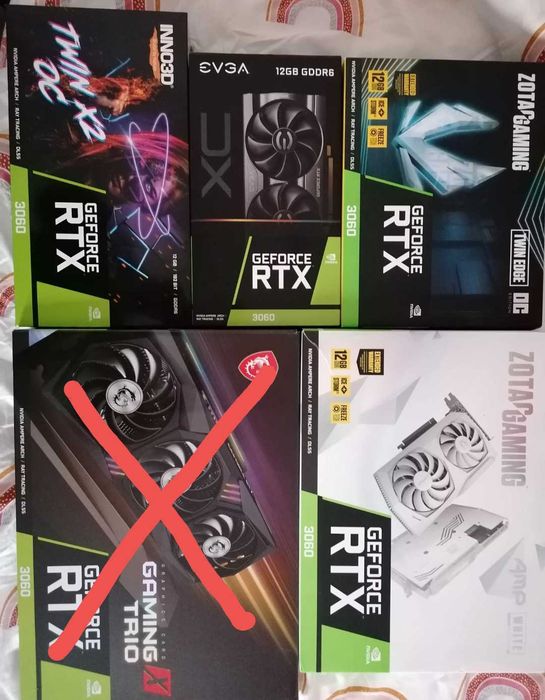 Rtx Nvidia 12 GB, Asus, inno3d, Zotac EVGA