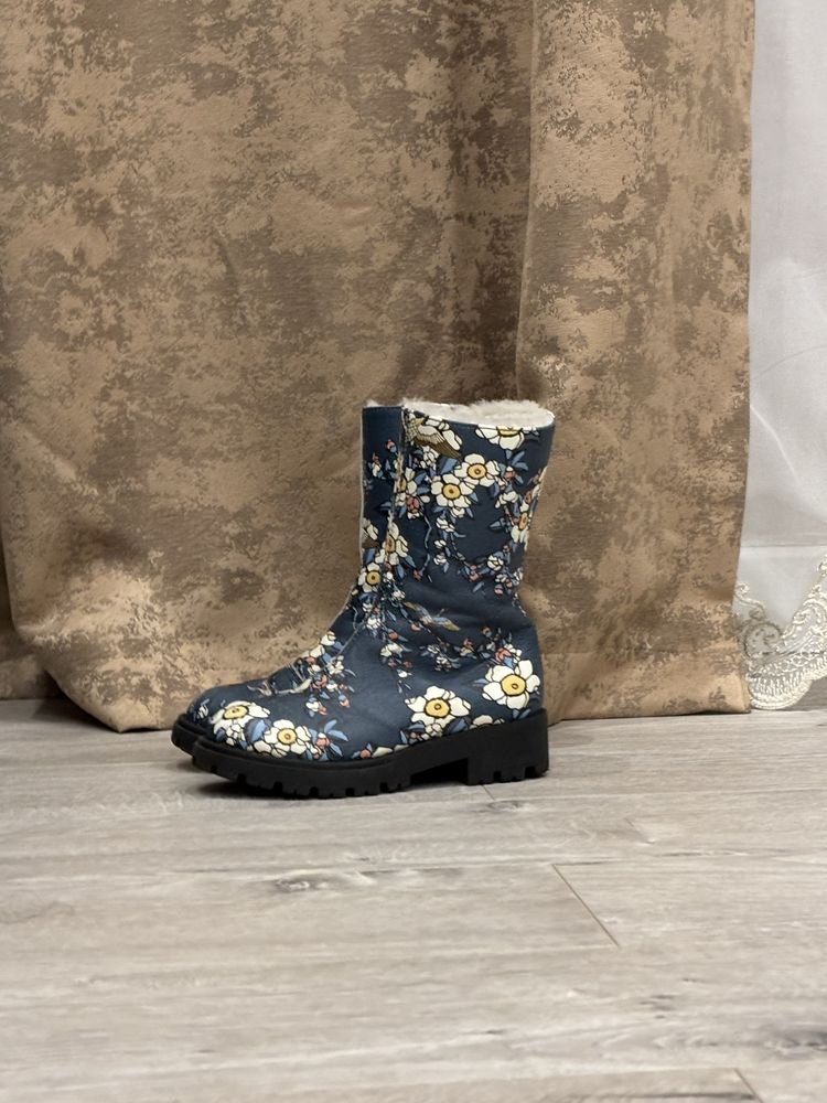 DSQUARED2 Кожаные Сапоги синие, с узорами Длина Стельки : 19 см
