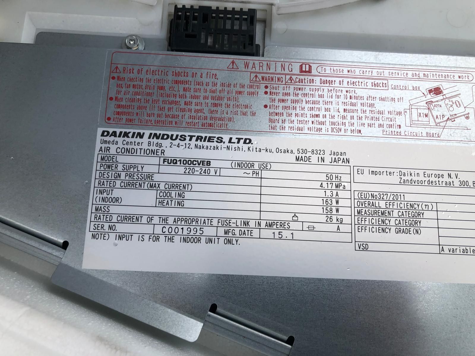 Daikin 10kw таванна касета открит монтаж RZQG100 FUQ100