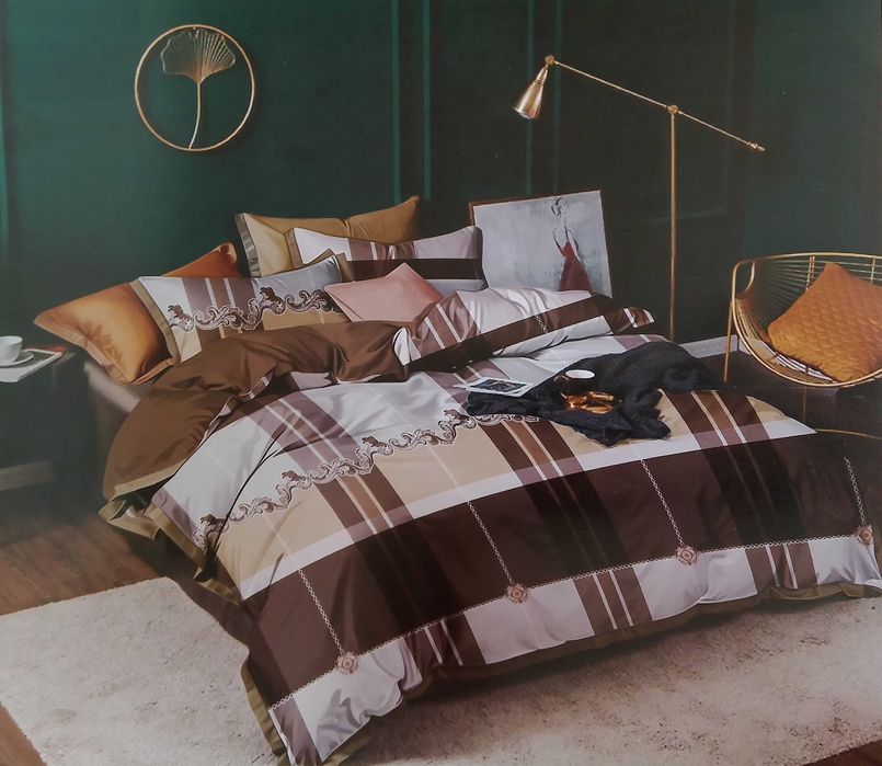 Lenjerie Pat Dublu din Damasc Linear 6 Piese diverse culori si modele