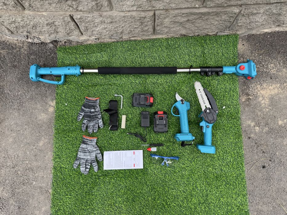 Набор 3 в 1: аккумуляторная мини пила, секатор и высоторез 2.5 метров