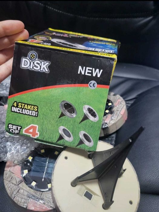 Set 4 lampi solare cu aspect de piatra cu 8 LED-uri