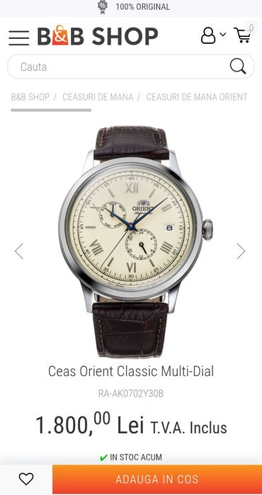 Ceas ORIENT RA-AK0702Y30B; ORIGINAL, acte, sigilat.