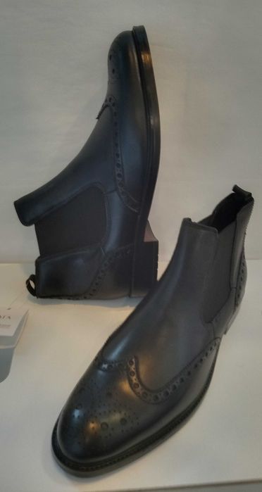 Ghete chelsea 44 brogue premium Tataly NOI piele naturala moale