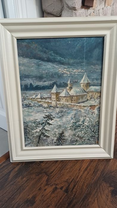 Tablou pictat cu ramă din lemn