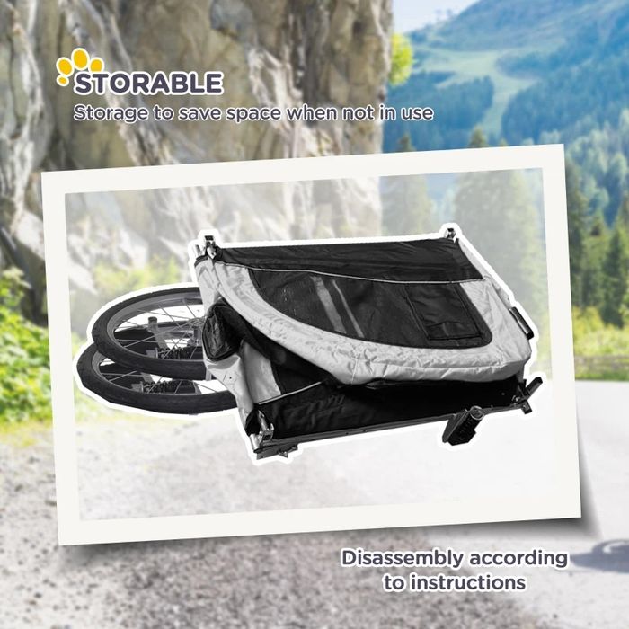 Кучешка количка 2 в 1 за бутане или дърпане с велосипед ,сенник ,бяла