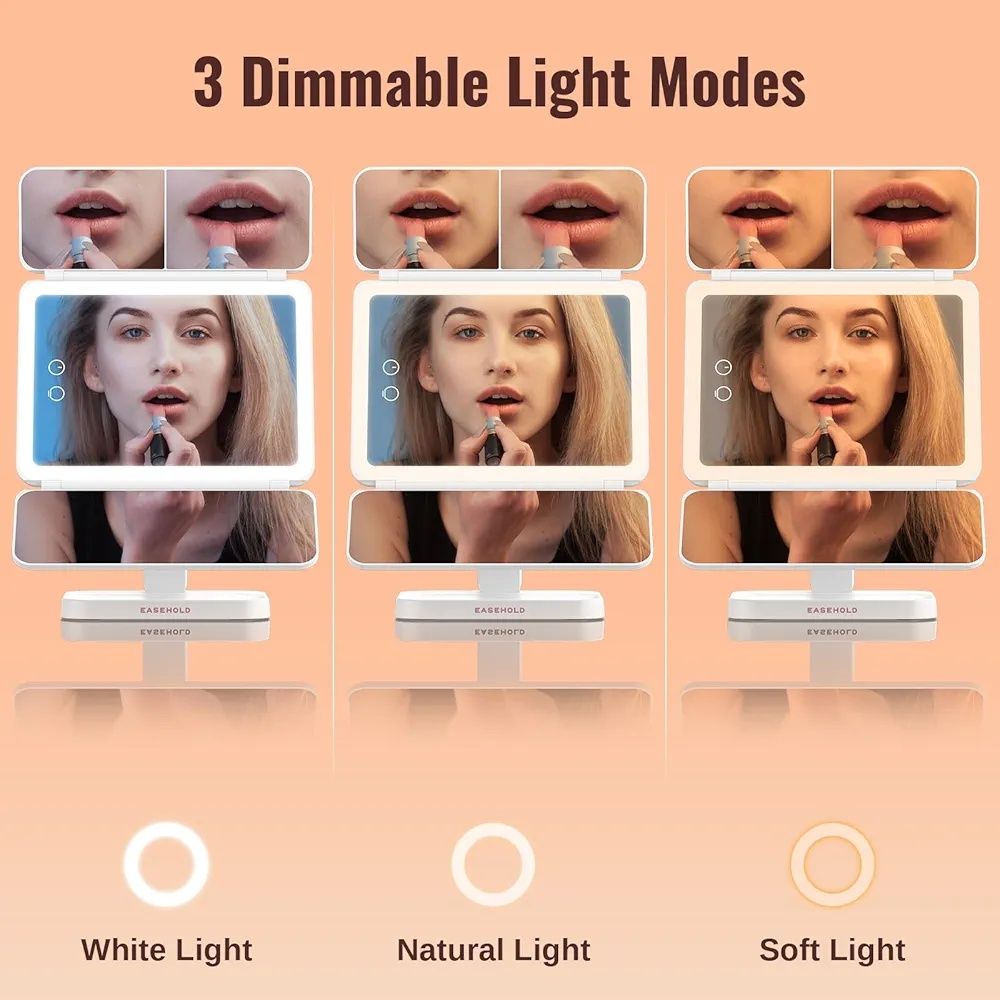 Огледало за грим със LED светлини, акумулаторно 2X,3X
