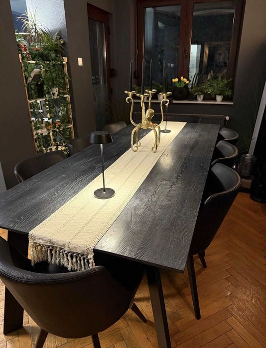 Piesa Mobilier Masa Lemn Masiv 240x100 cm Culoare Negru Impecabila