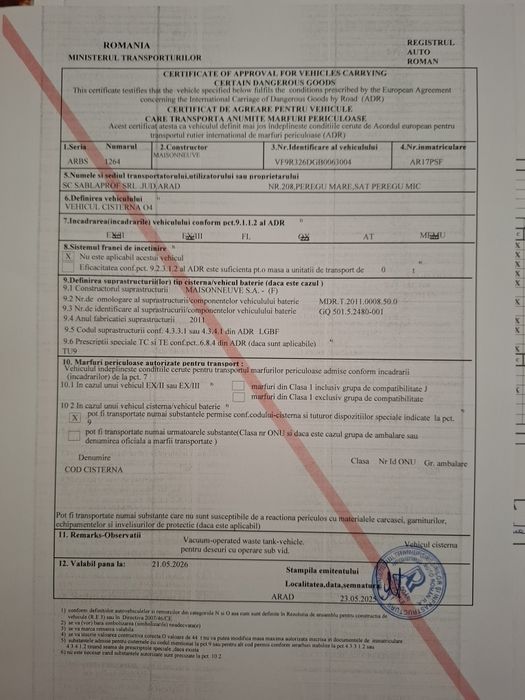 Remorcă cisternă 23000l pentru  produse  periculoase  ADR benzină, mot