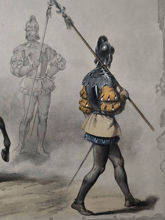 Продавам Антична цветна литография зад стъкло рамкирана