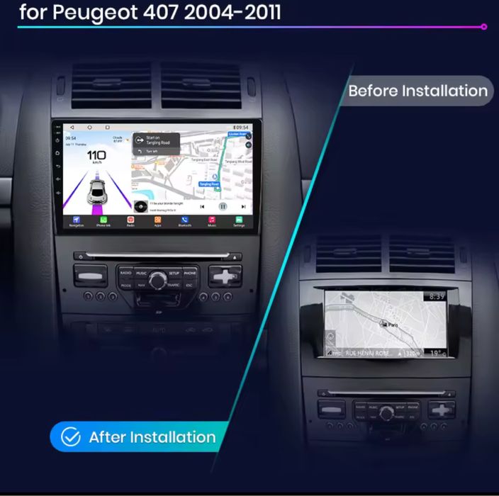 Navigatie Android Peugeot 407  Carplay Android Auto Waze