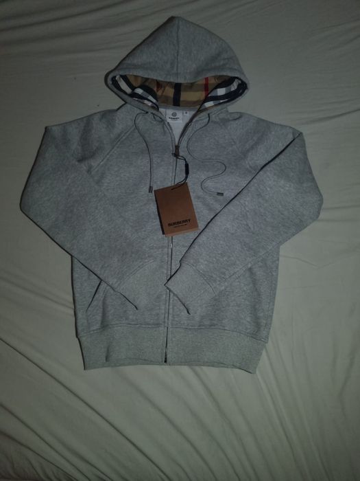 BURBERRY London Icon Stripe Full Zip Hoodie - Gray Size M