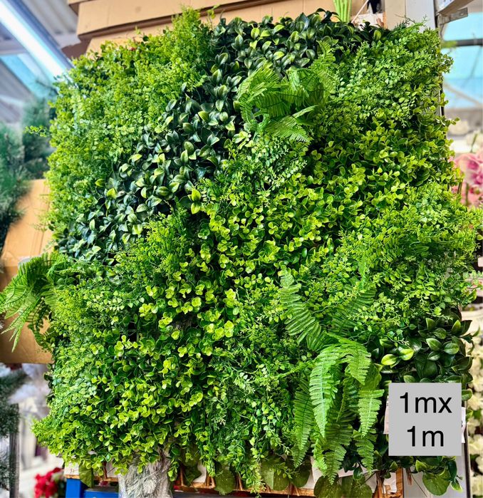 Panou decorativ verde din plante aspect realist 1m x 1m