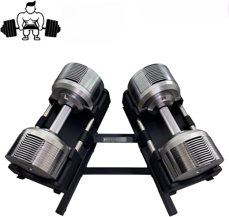 Set 2 gantere ajustabile, Zoco Body Fit, greutate totala 47Kg, Crom