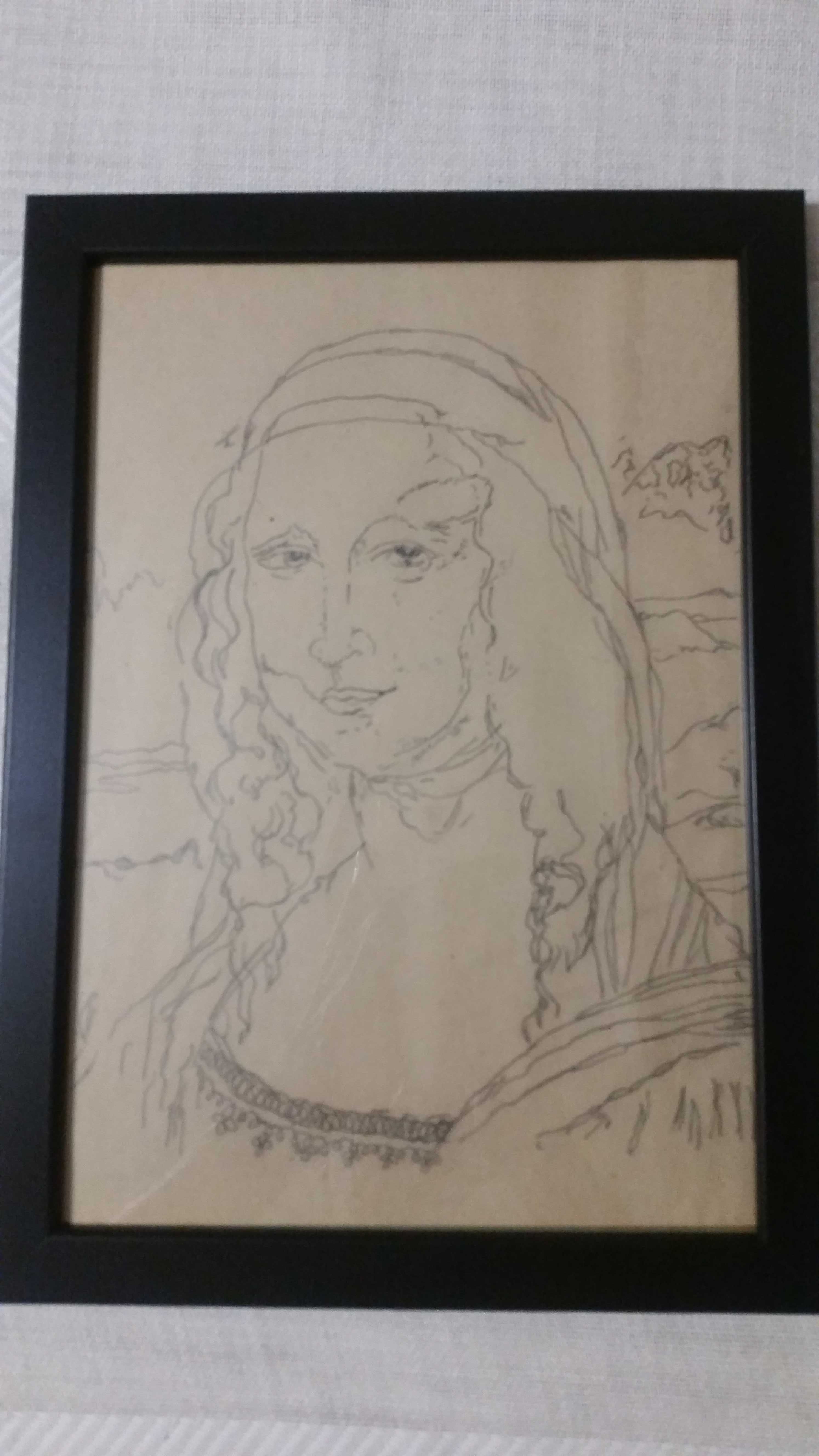 Мона Лиза, рисувана с черен молив.
