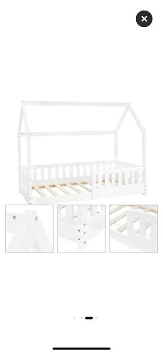 Pat alb 160x80, tip casuță nou în cutie