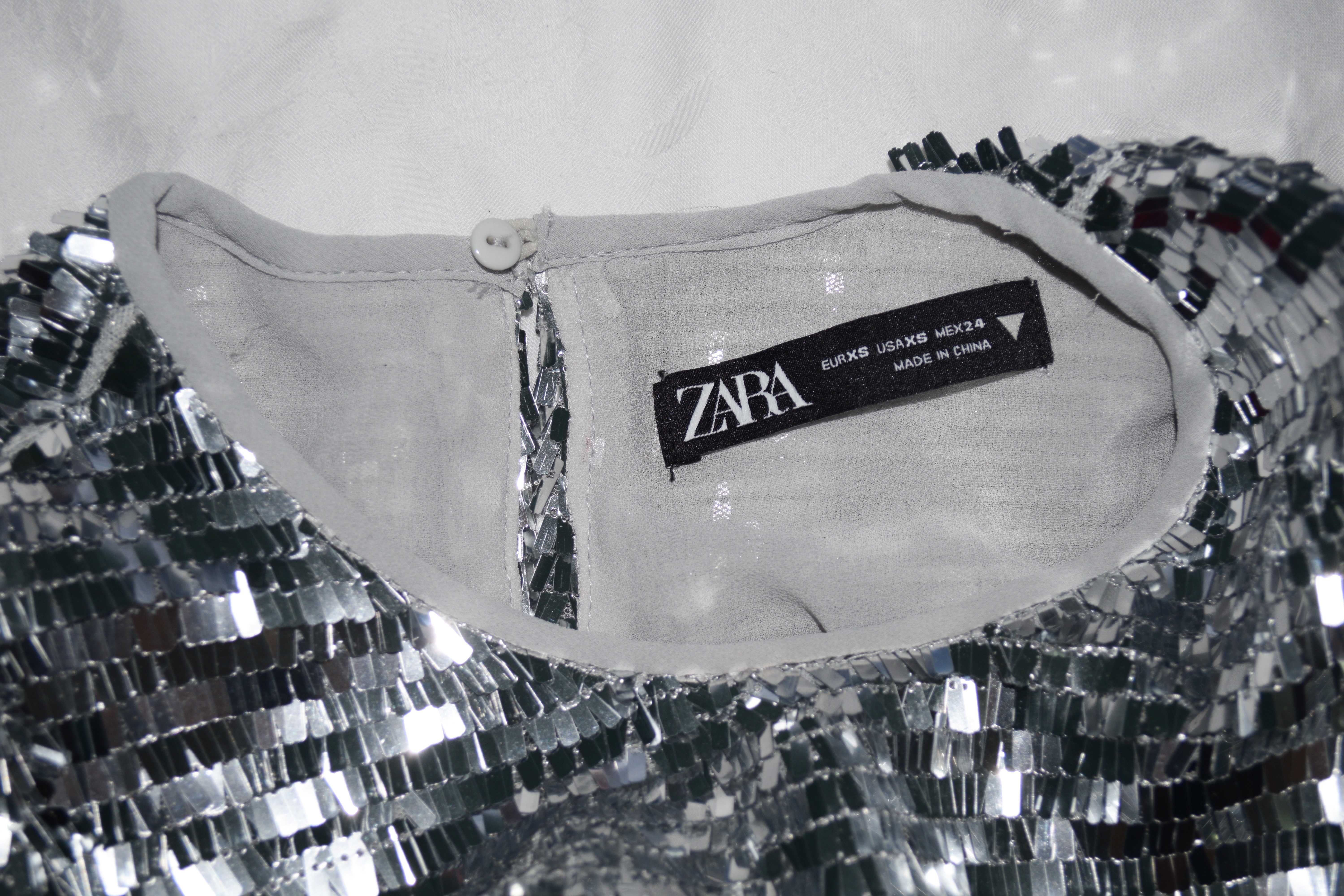 Rochie argintie cu paiete Zara, XS