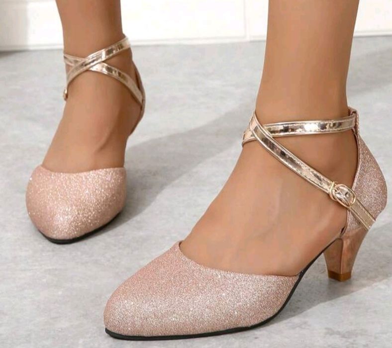 Sandale elegante de dans, sau ocazii, roz auriu,  40, noi