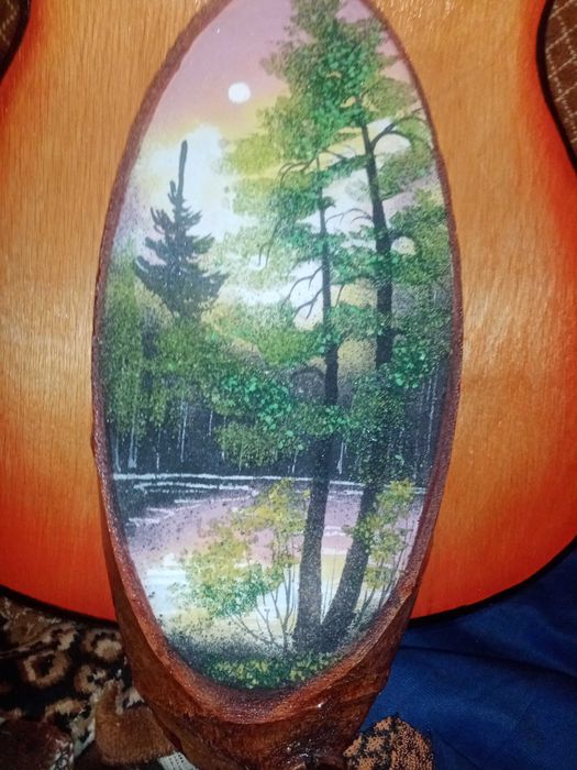 Картина на дереве каменной крошкой