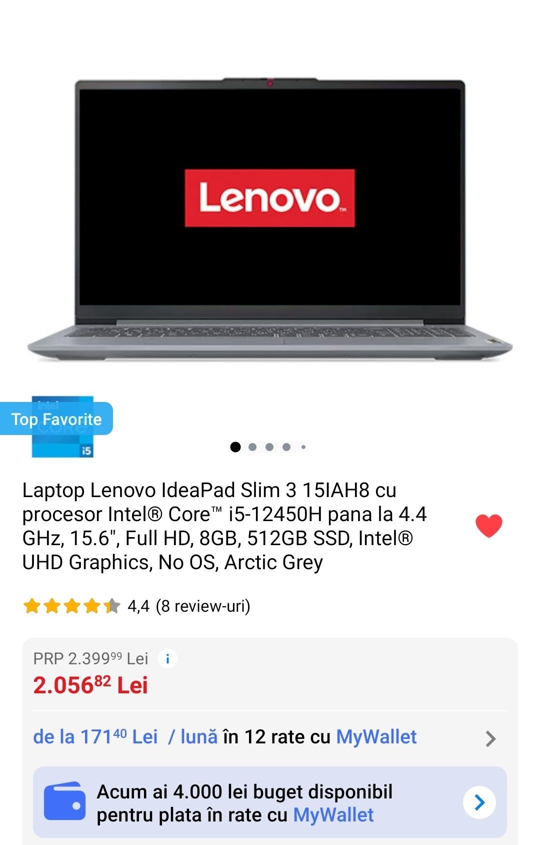 Laptop Lenovo 15IAH8 /15.6"Full HD/ i5/8gb/ssd 512gb/Nou/SIGILAT