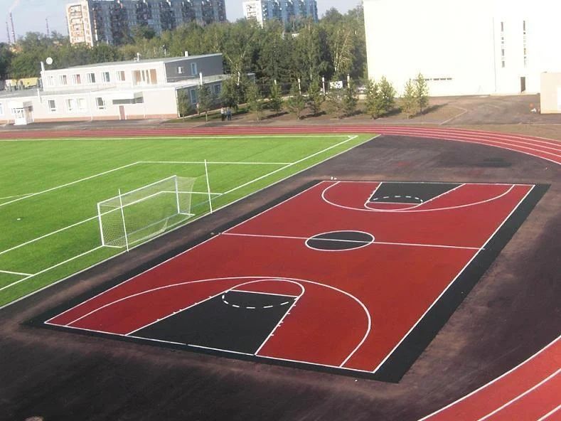 От5900тг Укладка резиновой  крошки. Резиновая покрытие. Тартан