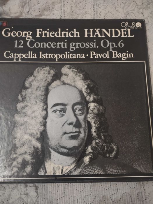 Mapă 4 viniluri, muzica clasică, George Friedrich Handel impecabile