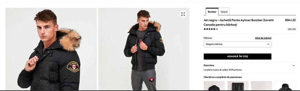 Geaca puf si pene parka XS S Zavetti Canada NOUA premium verde