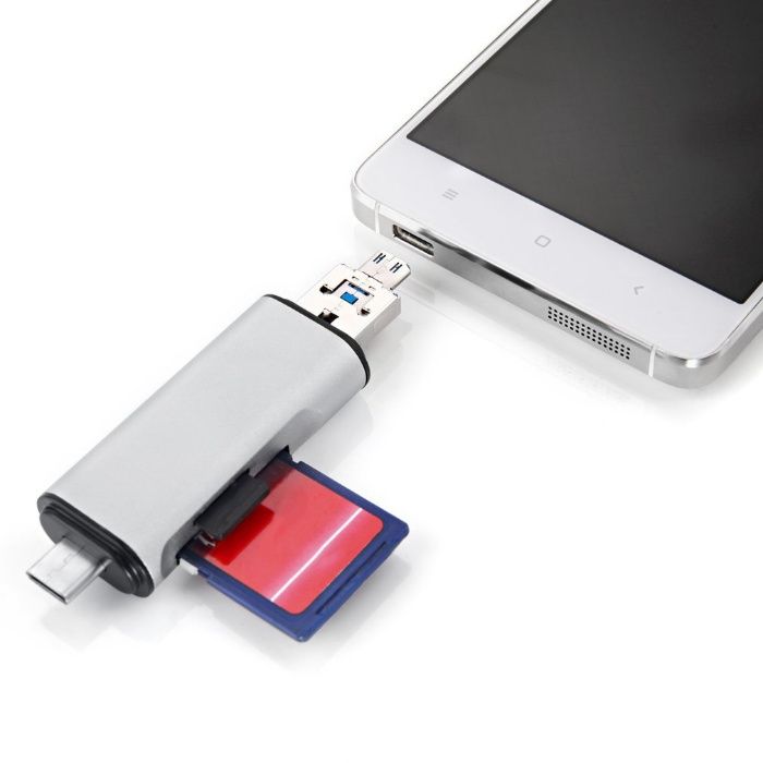 Cititor card micro SD/SD cu USB 3.0 micro USB USB-C pt telefon, laptop