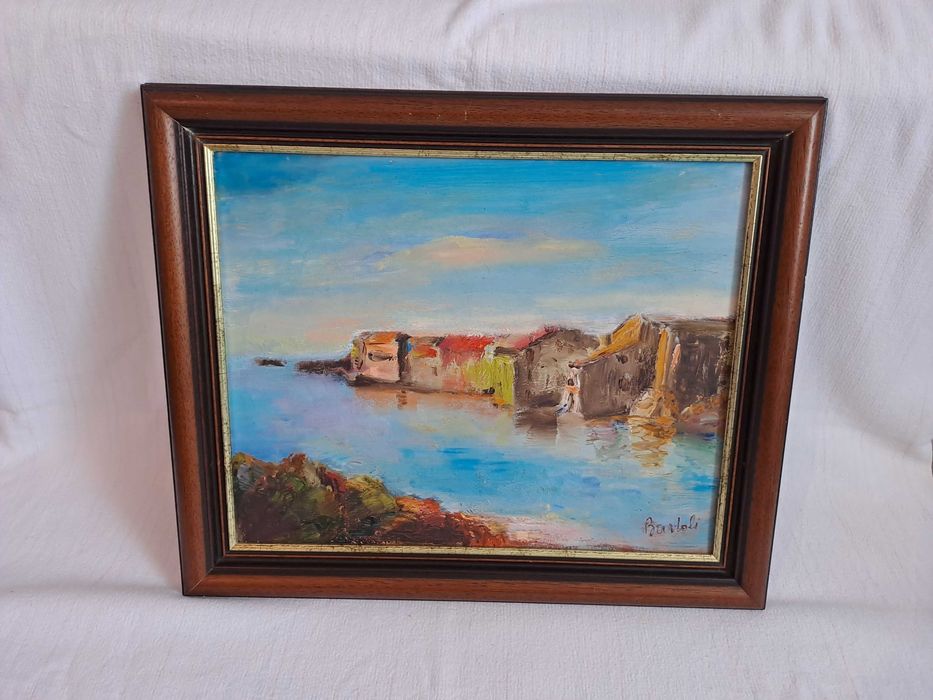 tablou vechi pictura pe panza 49/41 cm semnat Bartoli