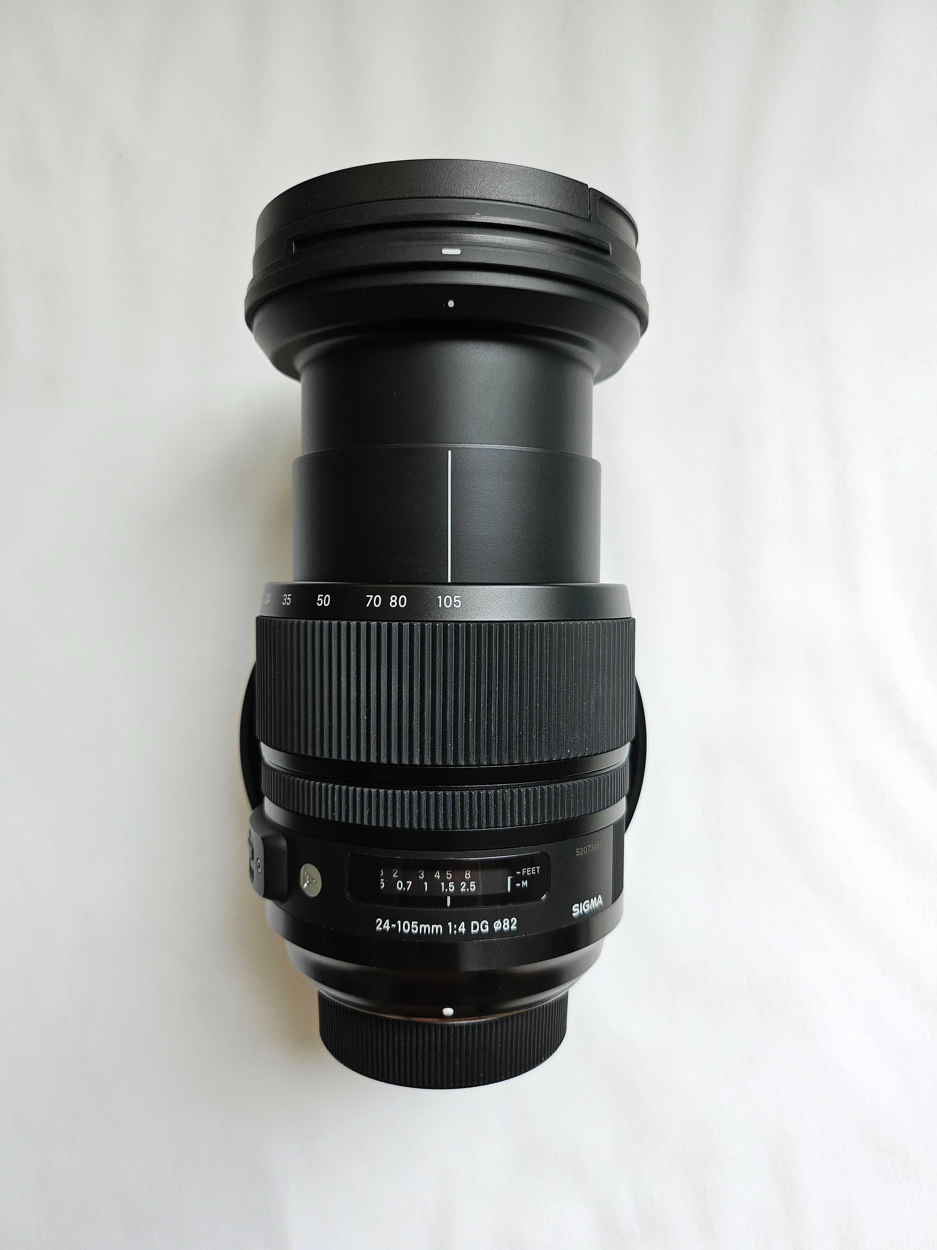 Sigma 24-104 mm Art, f4, Nikon F mount + accesorii; stare ireproșabilă