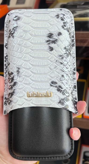 Lubinski кожен калъф за 3 пури, кожа тип питон