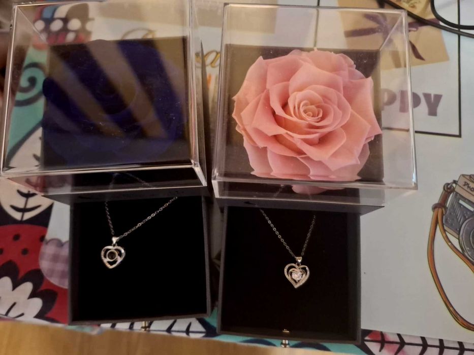 Lănțișor + pantaniv argint 925 + cutie depozitare + trandafir