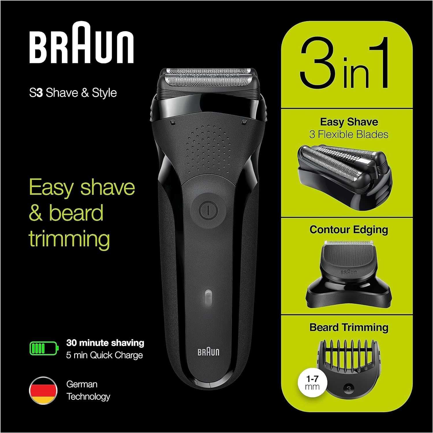 Braun Series 3 Shave & Style 3-in-1 Shaver - 300BT
