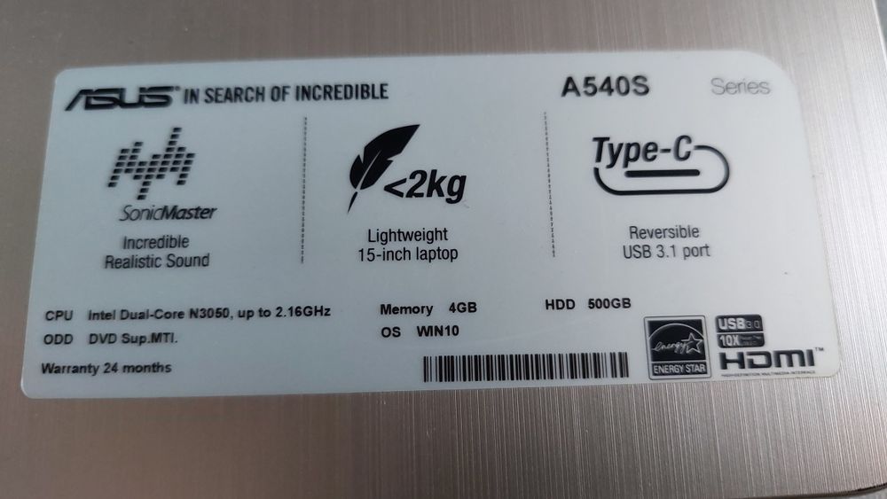 Laptop ASUS A540S