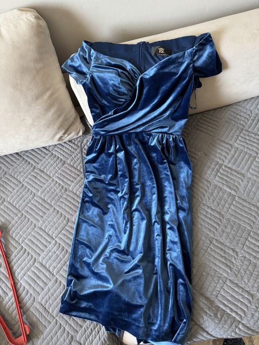 Платье синее бархатное 46 р