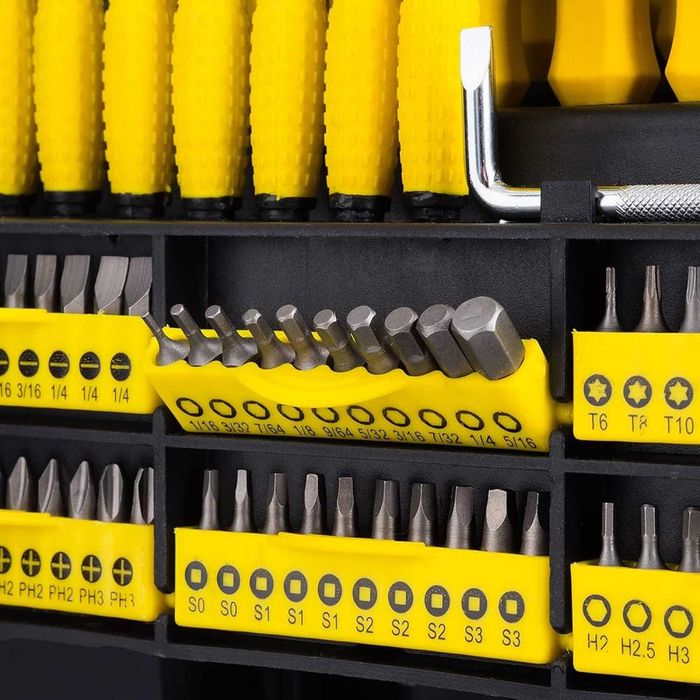 НЕМСКИ Комплект Отвертки И Битове 100 Части STAHLMAYER + ЛЕД ФЕНЕР