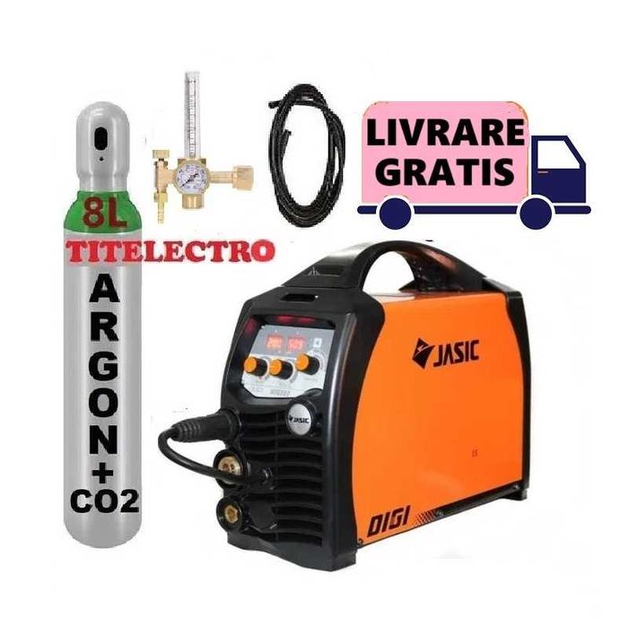 Aparat sudura MIG 200 Synergic JASIC + butelie 8L argon CO2 + reductor