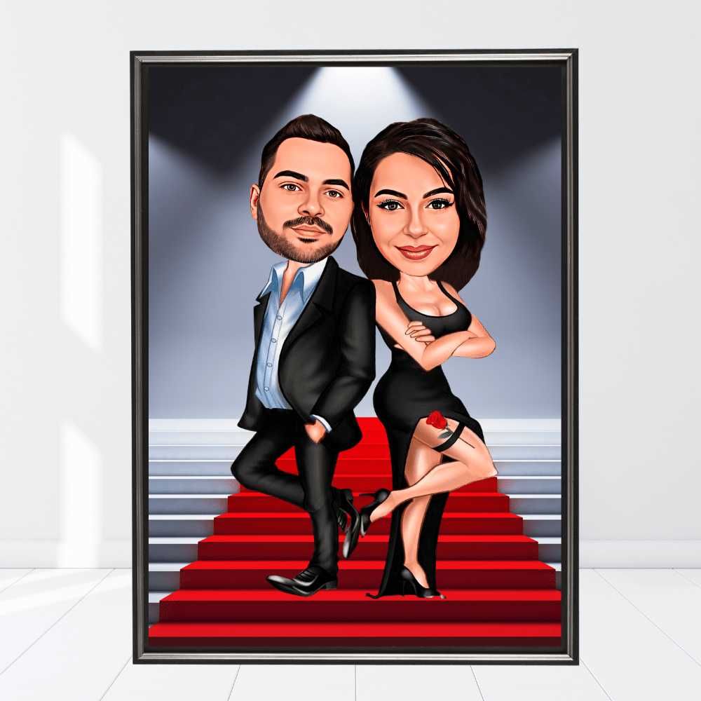 Portrete Caricaturi Tablouri Canvas Personalizate, Cadou Barbati Femei