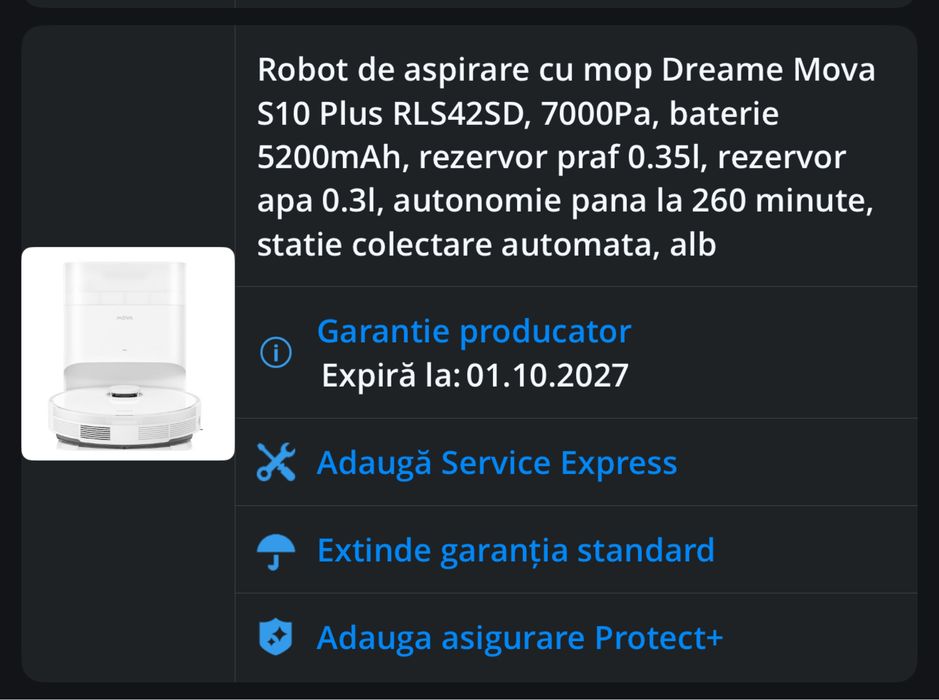 Vand aspirator robot cu mop Dreame Mova S10 Plus SIGILAT/GARANTIE EMG