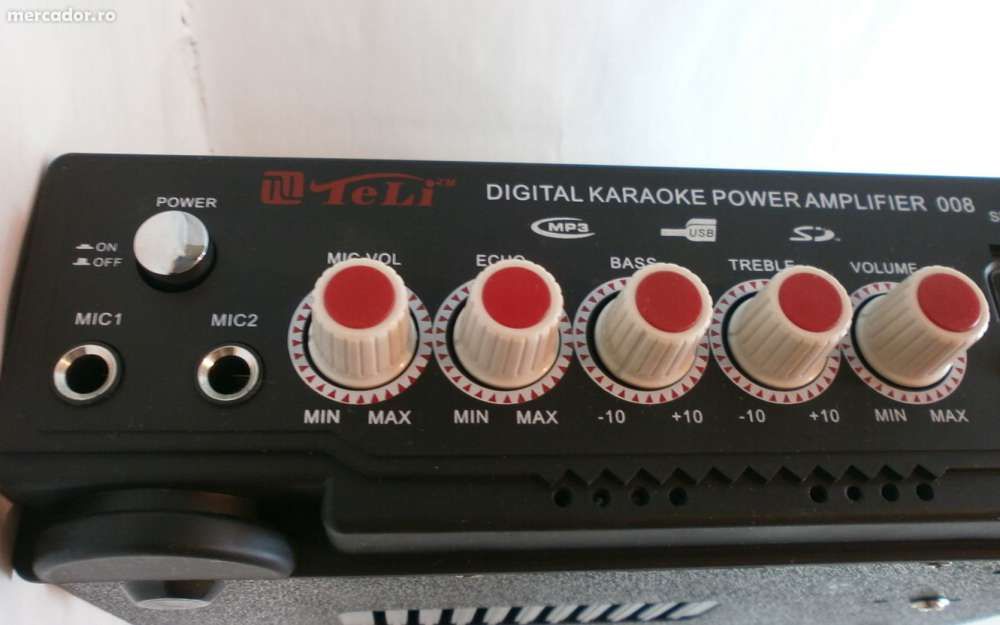 AMPLIFICATOR Mixer Radio FM,KARAOKE, CU MP3 PLAYER si doua porturi mic