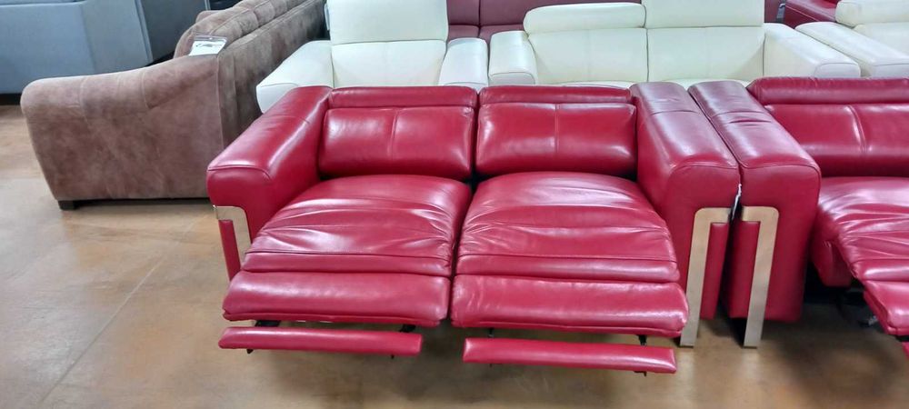 ПРОМОЦИЯ!!! Червен комплект двойка и фотьойл с ел. релакс механизъм