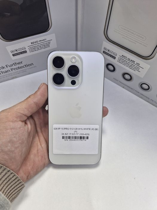 Iphone 15 pro 512 gb 91% akb white pintel . Munaily