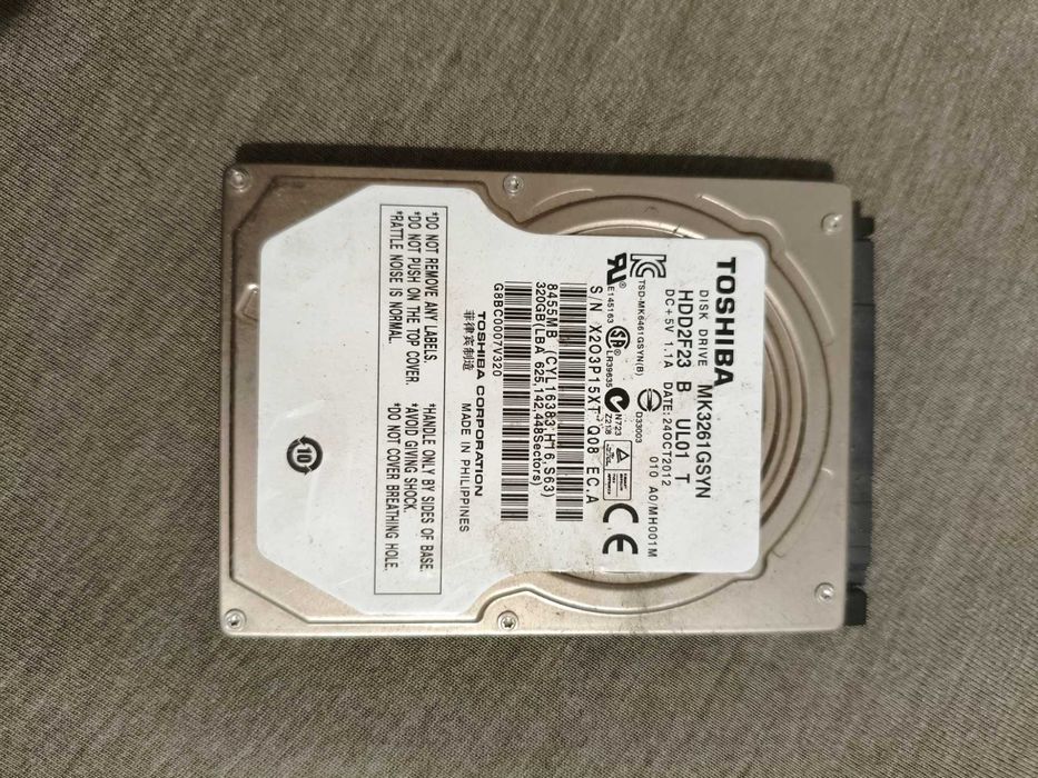 Hard Disk Laptop 2.5" Toshiba 320GB - 7200 RPM, Testat, Stare Perfectă