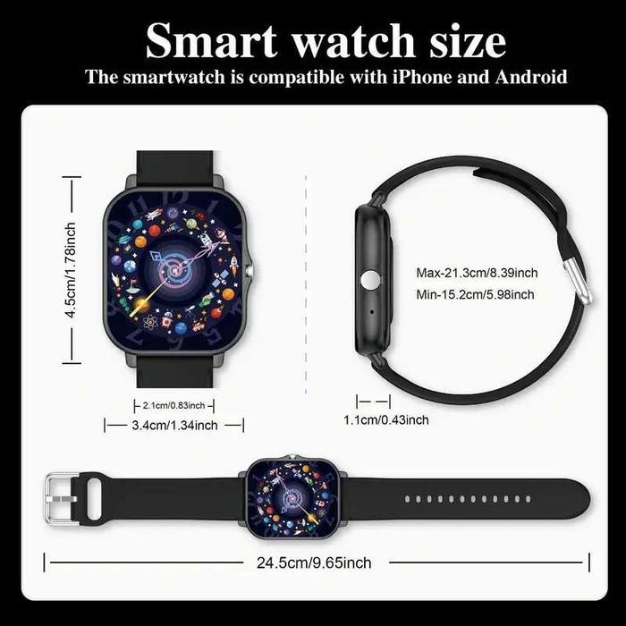 Smartwatch Ecran Mare HD, Apeluri, Sport & Notificări – iPhone/Android
