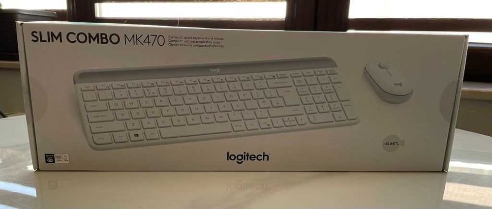Kit tastatura + mouse wireless Logitech MK470, Slim, Alb