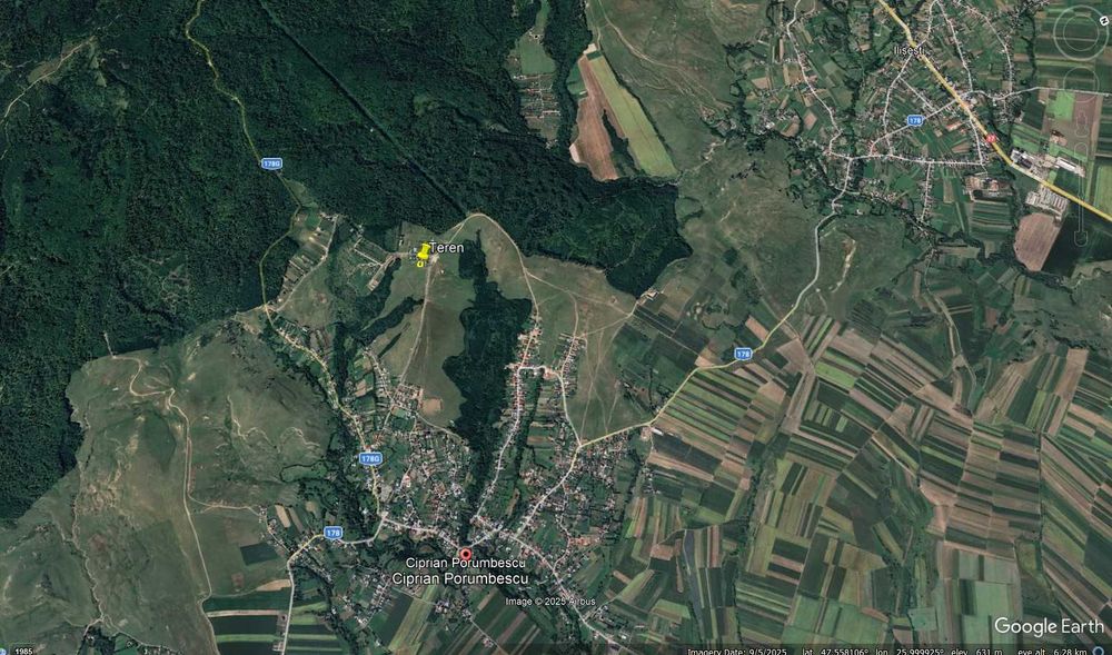 Teren 1000mp Ciprian Porumbescu - zona Canton