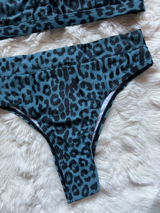 Costum de baie leopard print cu talie inalta